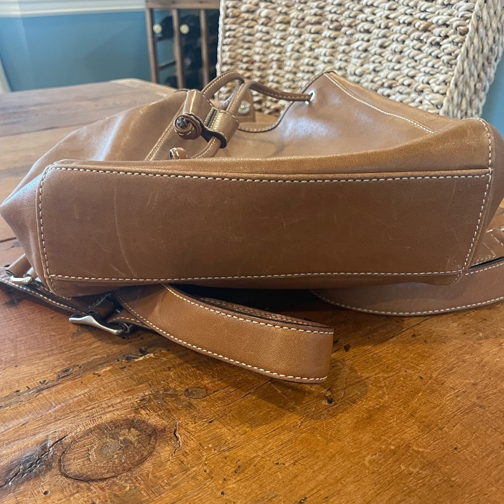 Coach Classic Tan Leather Drawstring Backpack - Picture 7 of 7